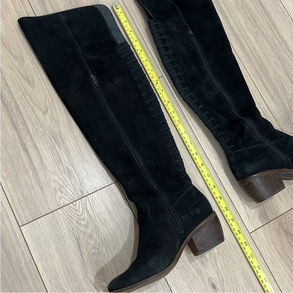 Lucky Brand Black Suede Knee-High Women's Boots